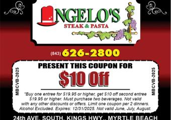 Angelo's Steak & Pasta - BOGO $10 Off One Entree Photo