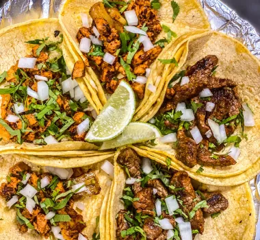 Tacos displayed on platter