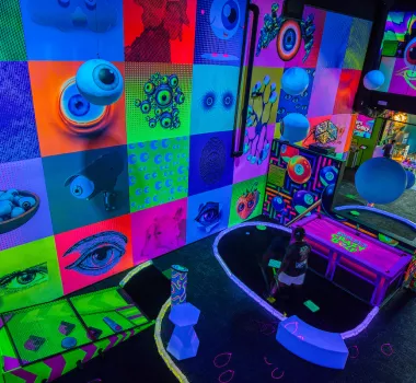 Inside one of the holes at Ripley's Crazy Golf