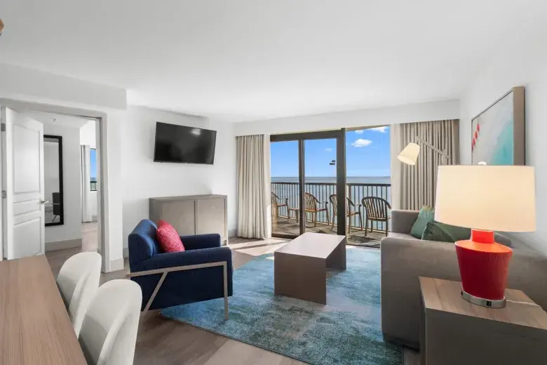 Compass Cove - Mariner Building - Oceanfront Deluxe Two Bedroom Condo - Living Room Photo 2