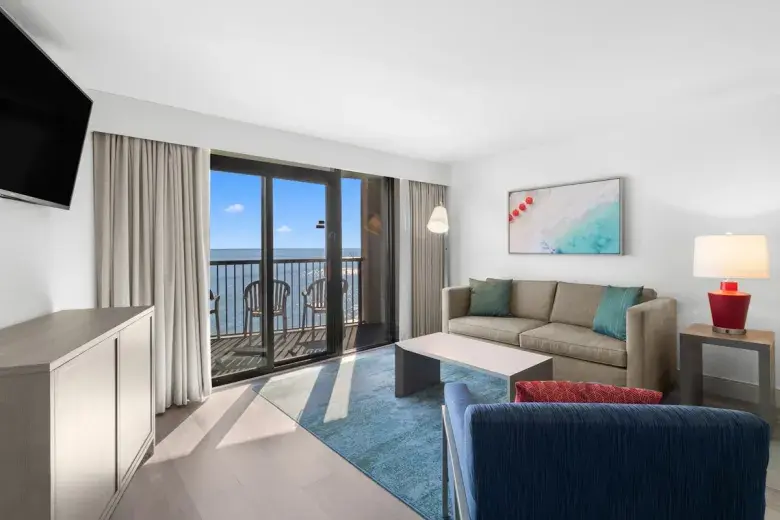 Compass Cove - Mariner Building - Oceanfront Deluxe Two Bedroom Condo - Living Room Photo 3