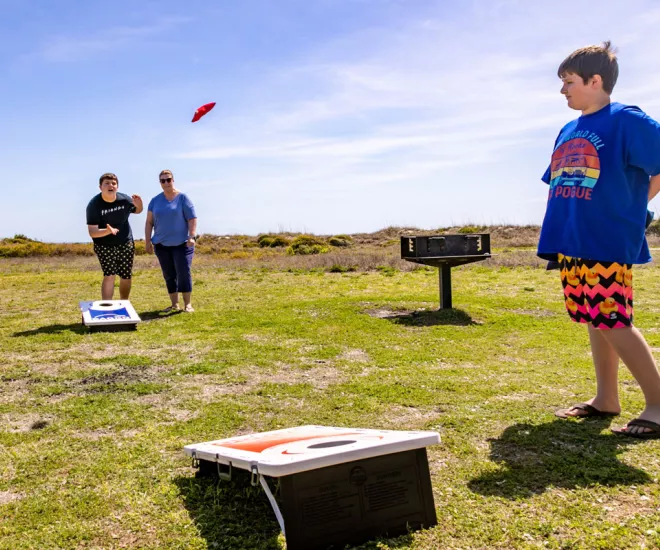 Sensory-Friendly Travel: Cornhole at Myrtle Beach State Park