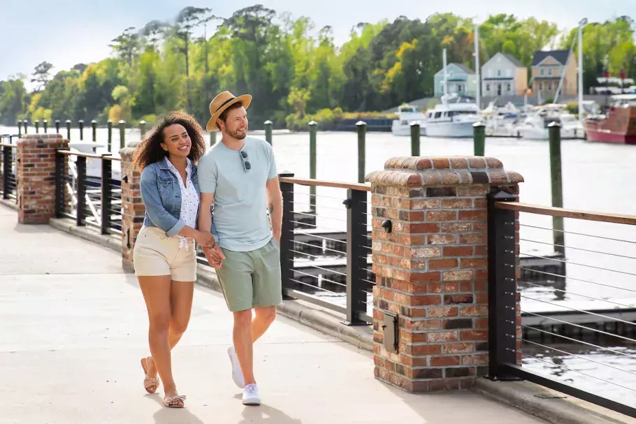 Young Couple Barefoot Landing Walking